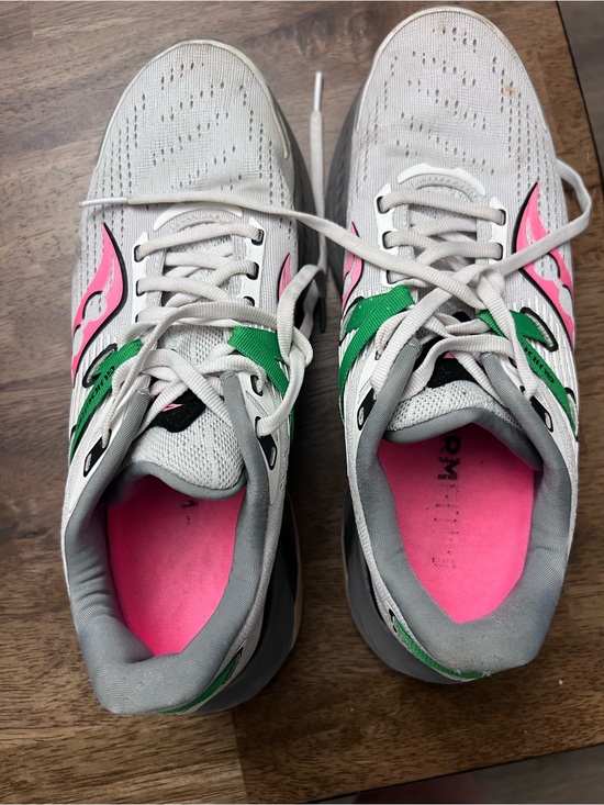 Saucony Shoes - Saucony White Running Shoes with Pink & Green Accents